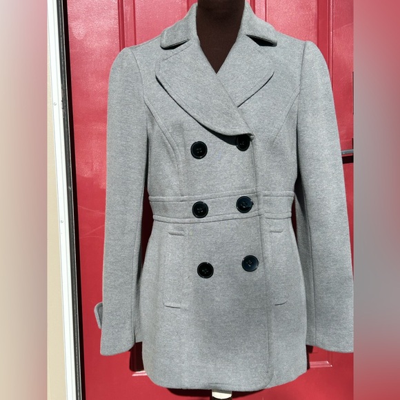 INC INTERNATIONAL CONCEPTS sM peacoat Looks new! Lined-poly knit-double breasted - Picture 1 of 4